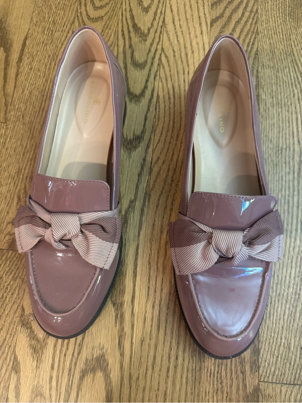 Bandolino Patent Bow Loafers in Dusty Rose - Women's Dress Flats